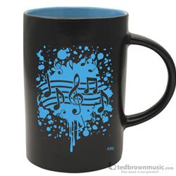 Aim Gifts Mug Cafe Style Black with Blue Note Burst 56157