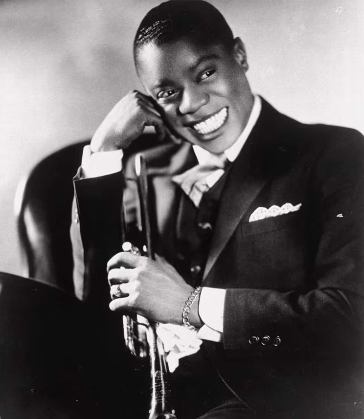 Louis Armstrong with trumpet