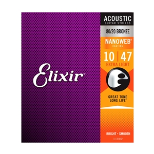 Elixir 10-47 Extra Light Nanoweb Acoustic Guitar String Set