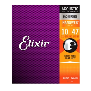 Elixir 10-47 12-String Light Nanoweb Acoustic Guitar String Set