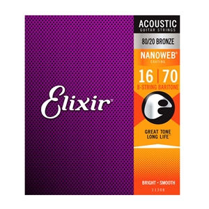 Elixir 16-70 Gauge Nanoweb Baritone Guitar String Set