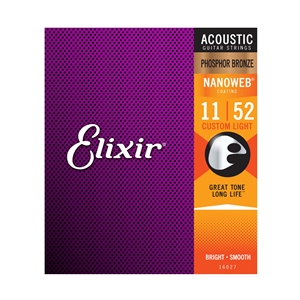 Elixir 11-52 Custom Light Phosphor Bronze Acoustic Guitar String Set