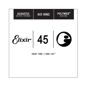 Elixir .045 Gauge 80/20 Polyweb Single Guitar String