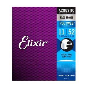 Elixir Custom Light 11-52 Pollyweb Acoustic Guitar String Set