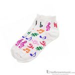 Aim Gifts Socks Ankle White with Multi-Colored Notes 38075