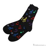 Aim Gifts Socks Ladies Black with Multi-Colored Notes 10008