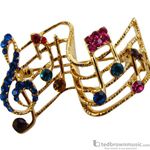 Aim Gifts Brooch G-Clef & Notes with Multi-Colored Rhinestones RB334
