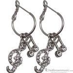 Aim Gifts Earrings Clefs & Notes with Crystals ER435