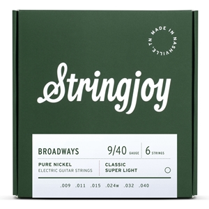 Stringjoy Broadways Classic Super Light Gauge Pure Nickel Electric Guitar Strings