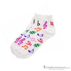 Aim Gifts Socks Ankle White with Multi-Colored Notes 38075
