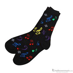 Aim Gifts Socks Ladies Black with Multi-Colored Notes 10008