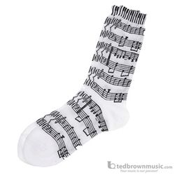 Aim Gifts Socks Ladies Black with White Music Score & Keyboard 10047B