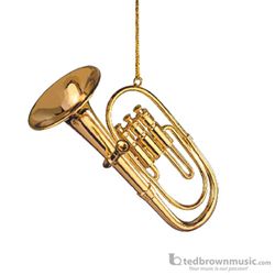 Miniature 4" Gold Brass Tuba Tree Ornament 