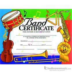 Music Treasures Award Certificate "Band Certificate" 900030