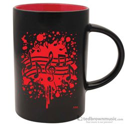Aim Gifts Mug Cafe Style Black with Red Notes Burst 56158