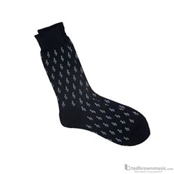 Aim Gifts Socks Mens G Clefs Black with White 10025C