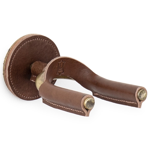 Levys Brass Forged Guitar Hanger with Brown Leather Wrap