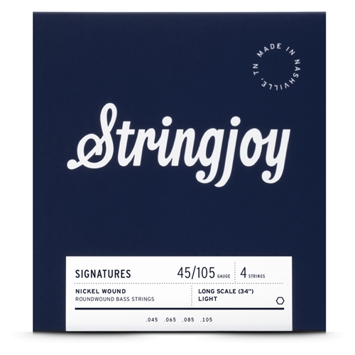 Stringjoy Light Gauge 4 String Long Scale Nickel Wound Bass Guitar Strings