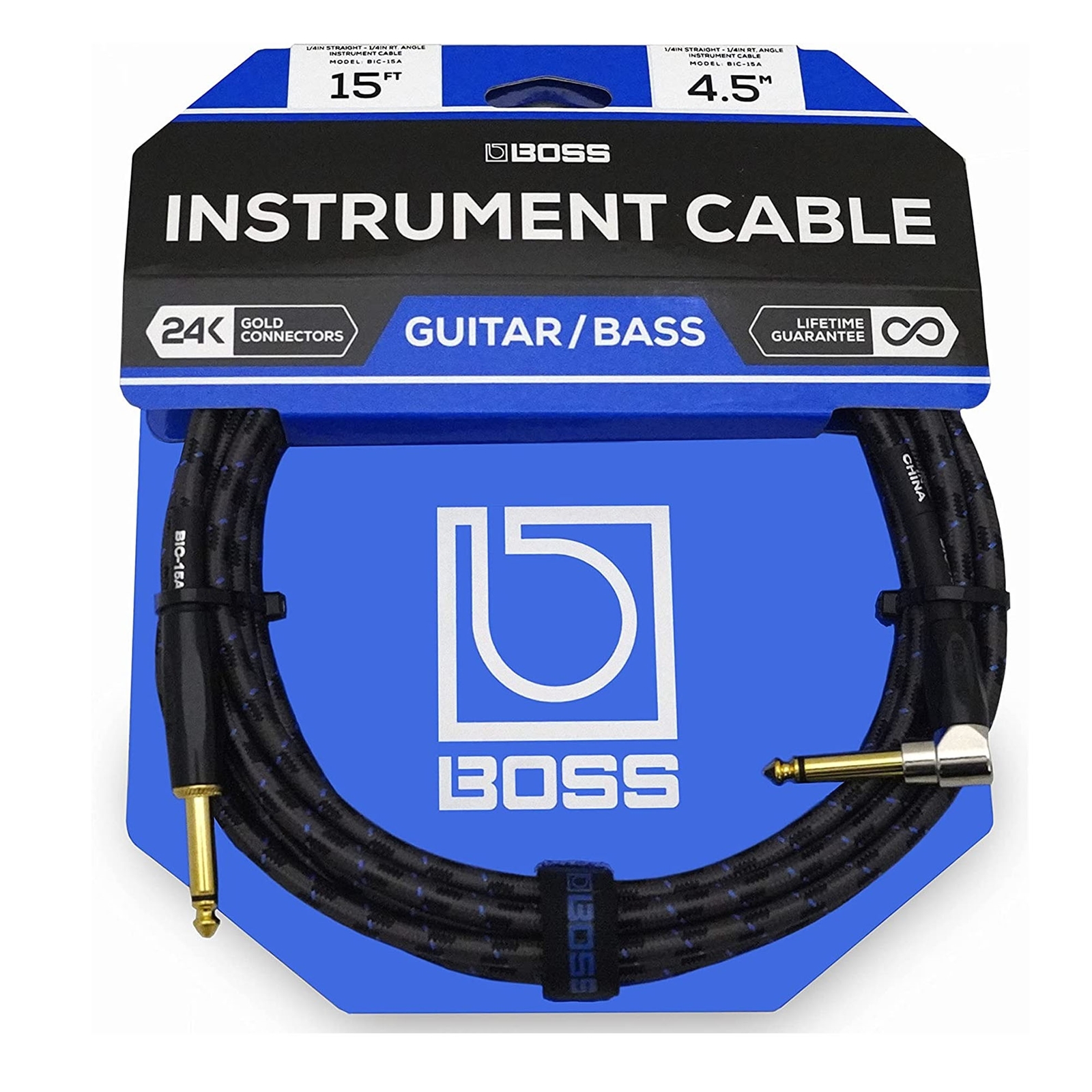 BOSS BIC-15A 15-ft Angled Instrument Cable