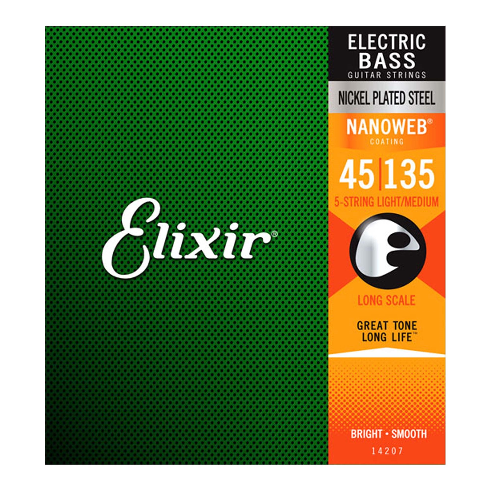 Elixir 45-135 5-String Light/Medium Electric Bass Guitar String Set